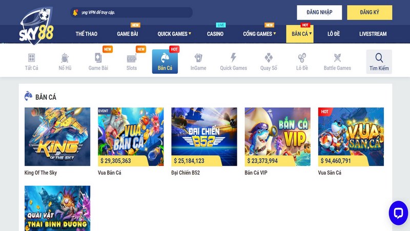 Kho game bắn cá Sky88 mà người chơi không thể bỏ qua 