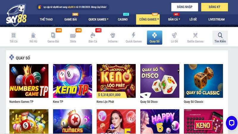 Kho game quay số Sky88 cực hấp dẫn 