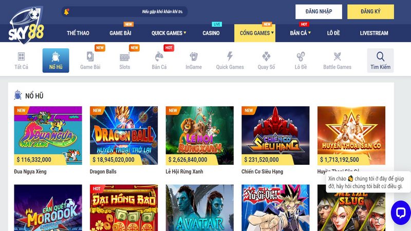 Tham gia khám phá sảnh game nổ hũ Sky88 hấp dẫn 