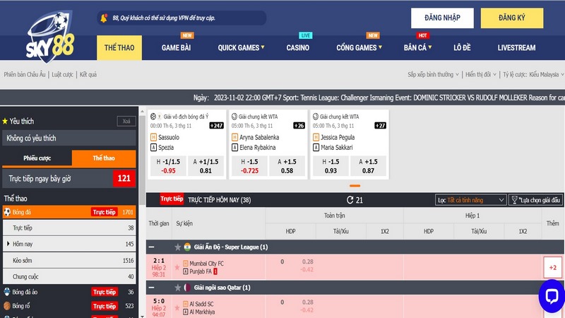 Đa dạng các giải đấu có mặt tại thể thao Sky88 